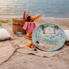 Picnic setup on a beach with a Serving Tray featuring Captiva Island, Florida.