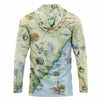 Hoodie with a map design on a white background