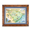 Map of South Carolina in a wooden frame on a white background