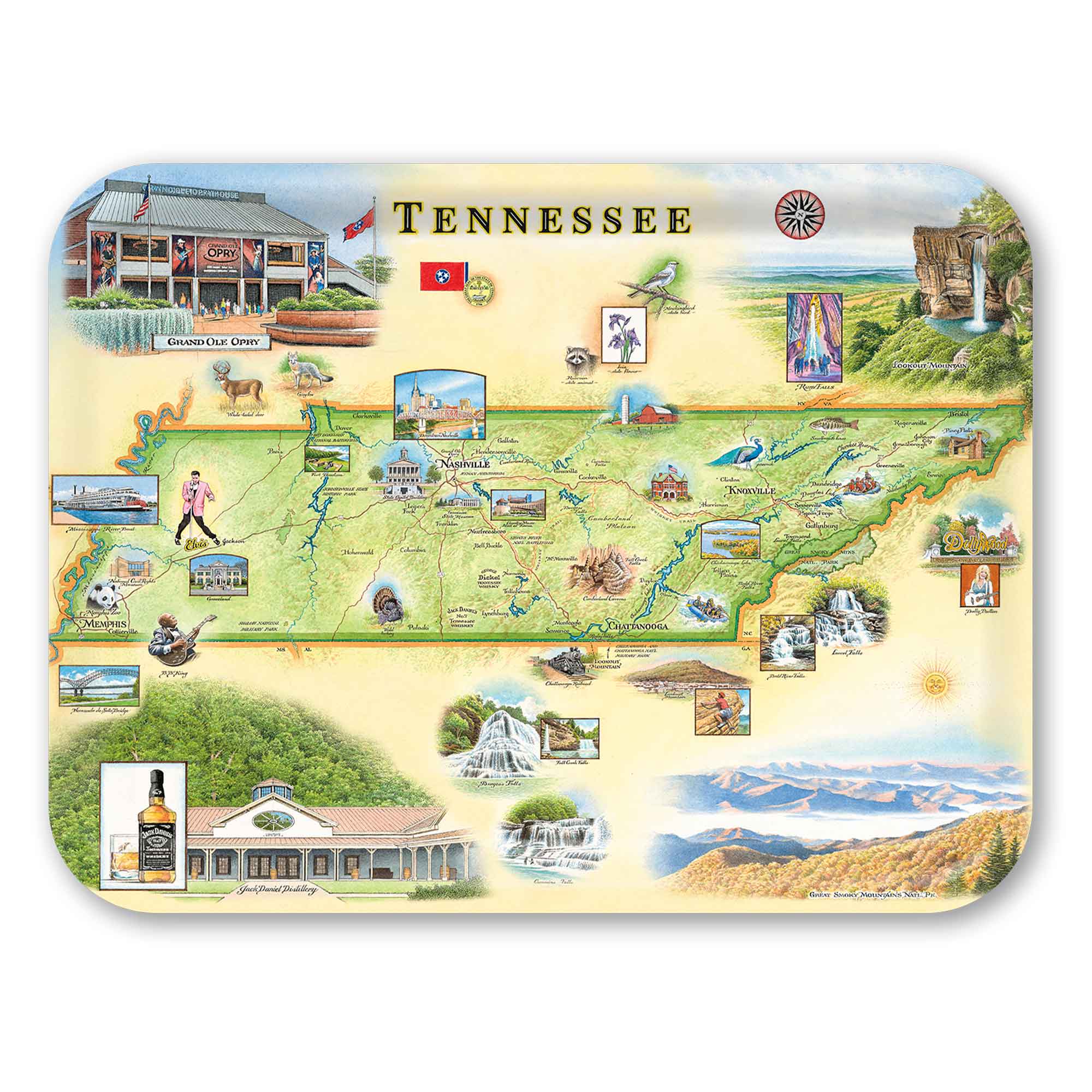 Tennessee Map Wood Serving Trays