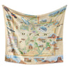 Hanging Utah State Map fleece blanke. Featuring intricate details of popular cities, iconic landmarks such as Arches National Park and Bryce Canyon, and vibrant flora and fauna indigenous to the region.