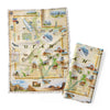 Set of two decorative towels with a map design of Utah on a white background