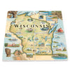 Map of Wisconsin with various attractions on a white background