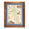 Utah's Capitol Reef National Park hand-drawn map in a Montana hand-scraped pine wood frame with blue mat.