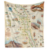 Hanging fleece blanket with Capitol Reef National Park map hand drawn and painted. Measures 58"x50."