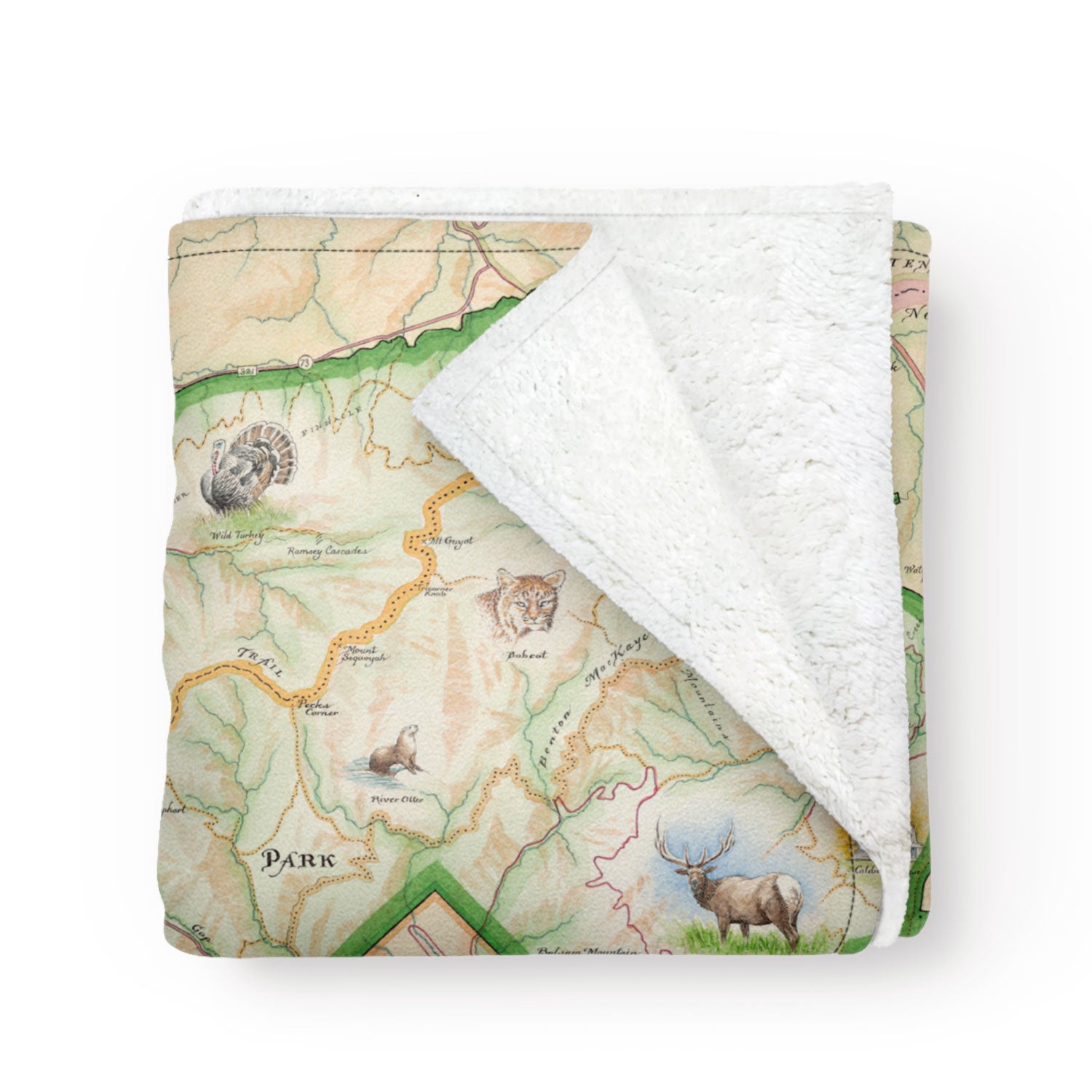 Blanket depicting the Great Smoky Mountains. Colorful, warm, and cozy!