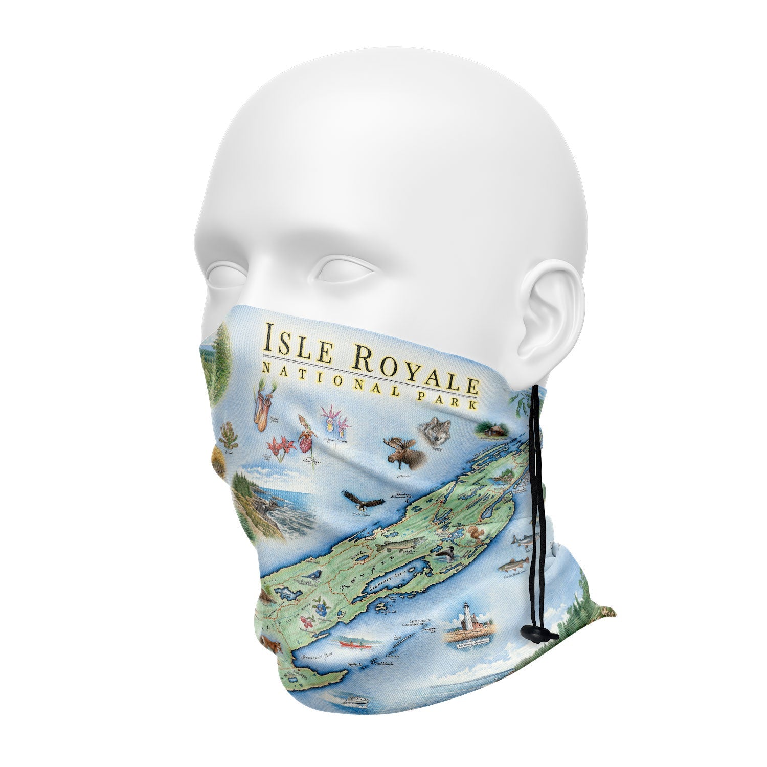 Isle Royale National Park Map Neck Gaiters