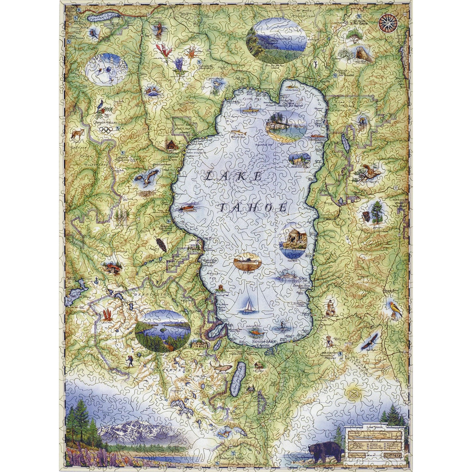 Lake Tahoe wood puzzle