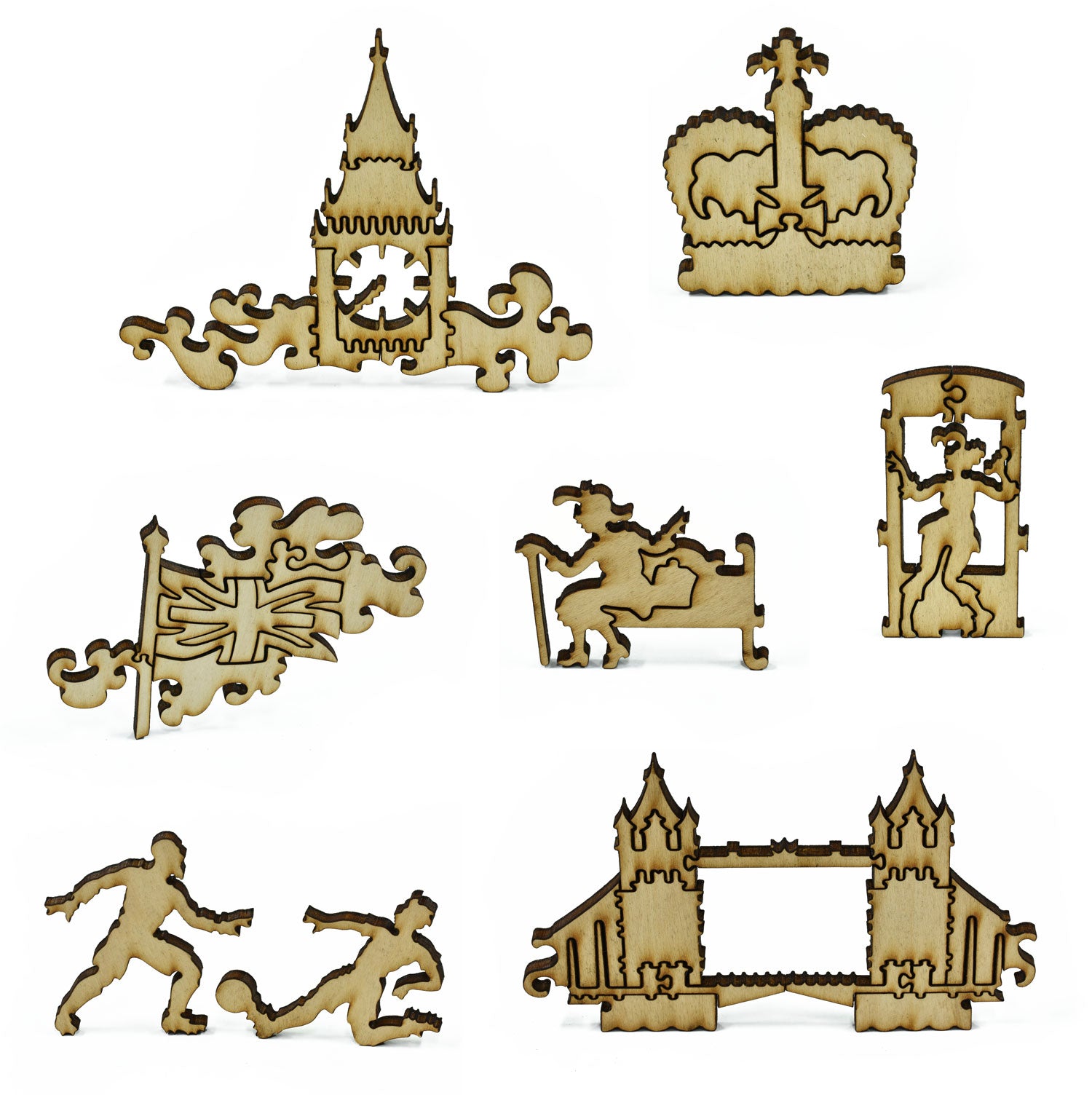 Wood Puzzle Pieces - London
