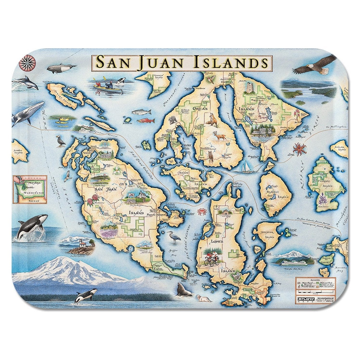 San Juan Islands Map Serving Tray 